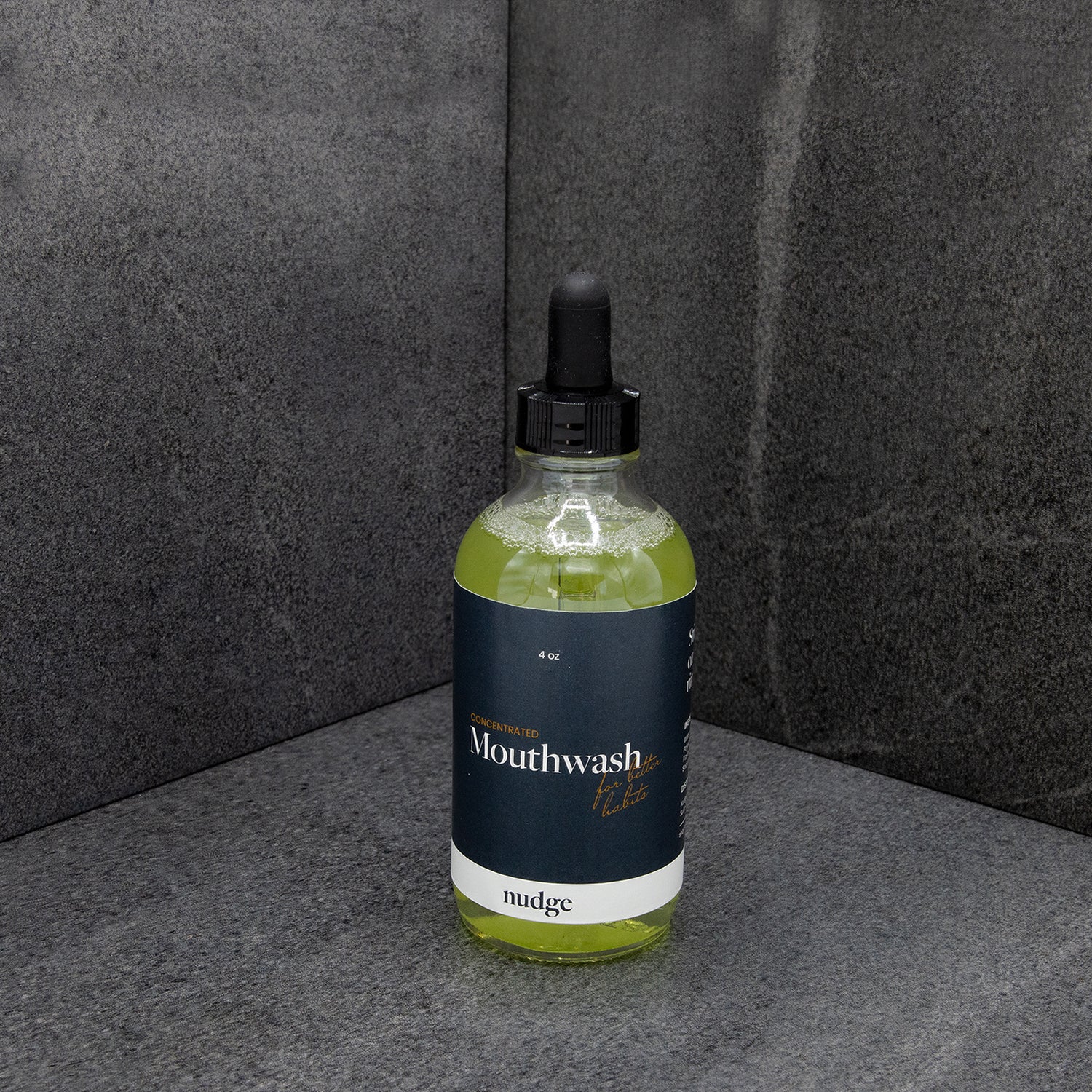 Bottle of alcohol-free mouthwash