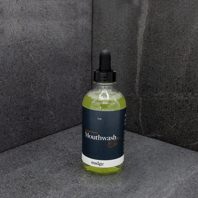 Bottle of alcohol-free mouthwash