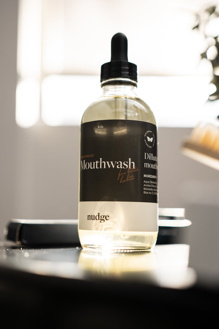 Bottle of alcohol-free mouthwash
