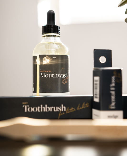 Alcohol-free mouthwash, toothpaste and floss