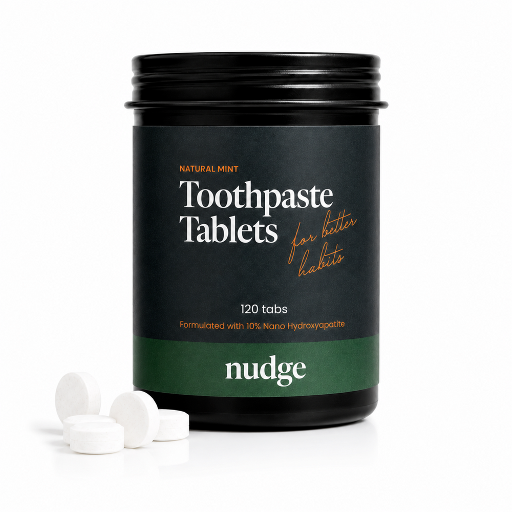 Nudge 10% nano hydroxyapatite toothpaste tablets